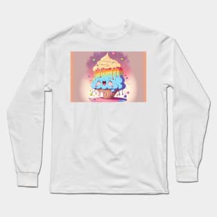 Cake Caricature - January 1st - Yearlong Psychedelic Cute Cakes Collection - Birthday Party - Delicious Dripping Paint, Bright Colors, and Big Adorable Smiles Long Sleeve T-Shirt